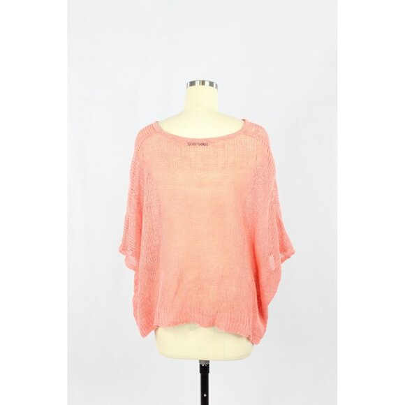 ROBERT RODRIGUEZ Coral Linen Open Knit Oversized Pullover Sweater, One Size - Picture 3 of 15